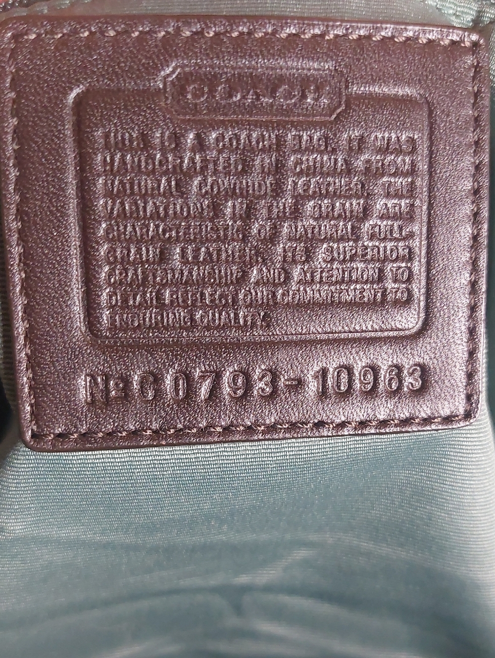 Coach Chelsea 1941 rare Mineral Pond Color With Dark Brown Trim 10963 - Picture 13 of 15
